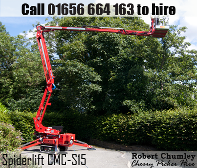 Spider lift CMCS-15 Cherry picker Access platform hire Bridgend, Porthcawl, Port Talbot, Swansea, Cardiff, Cowbridge and surrounding areas